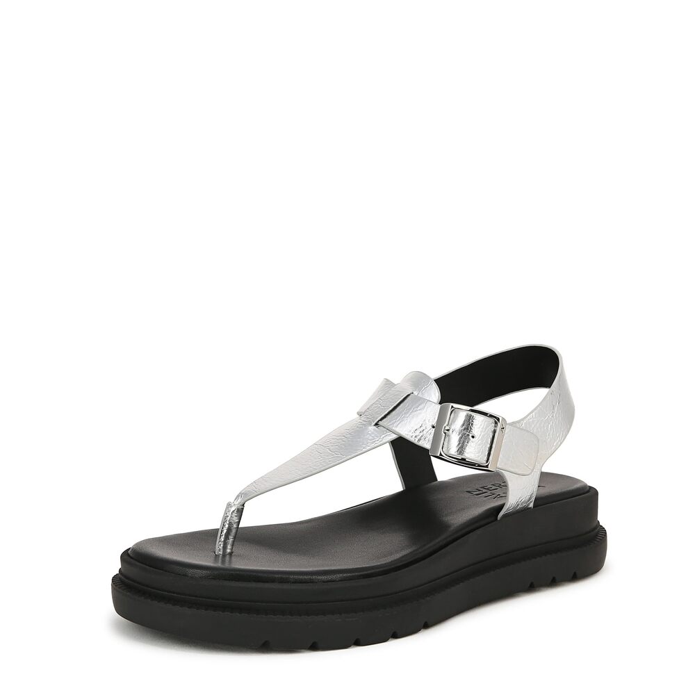 Naturalizer Womens Alyssa Sandal Silver faux Leather 7.5 M
